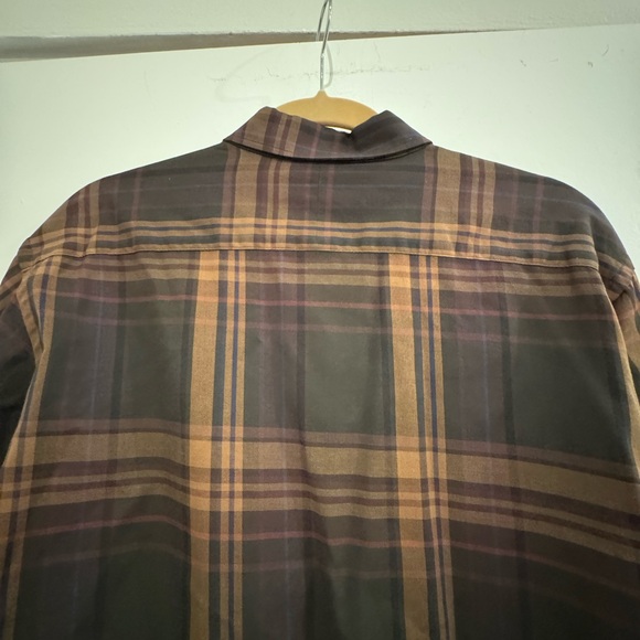 Vintage Ralph Lauren Brown tan plaid button-up shirt elbow patches. Size large. - Picture 4 of 5